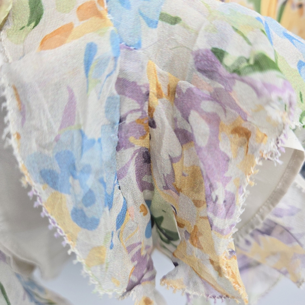 Zimmerman Playsuit Ninty Six‎ Cream Floral Silk Ruffle - Picture 9 of 16